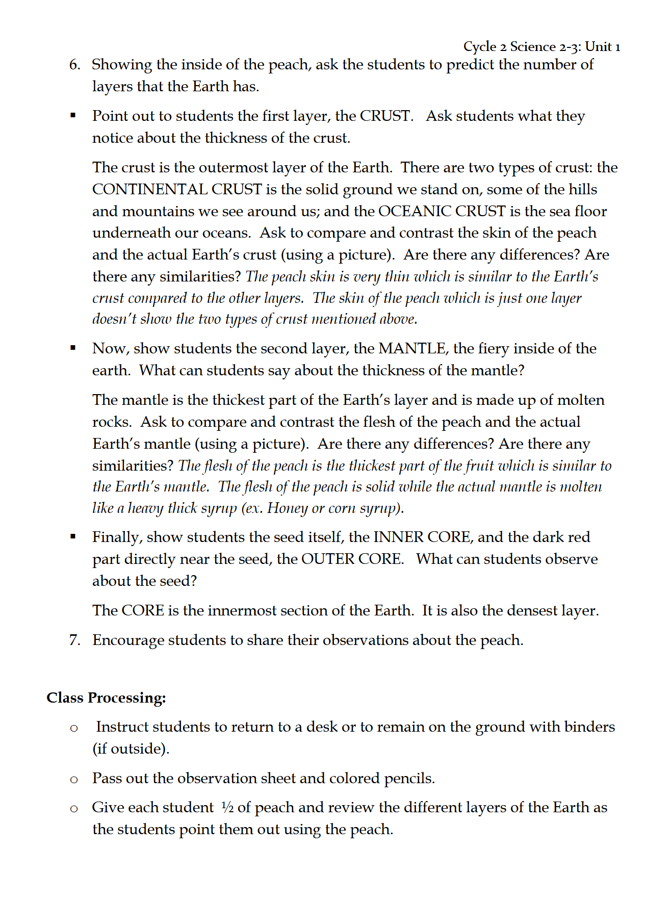 Science 2-3: Earth Science: Schola Rosa Cycle 2