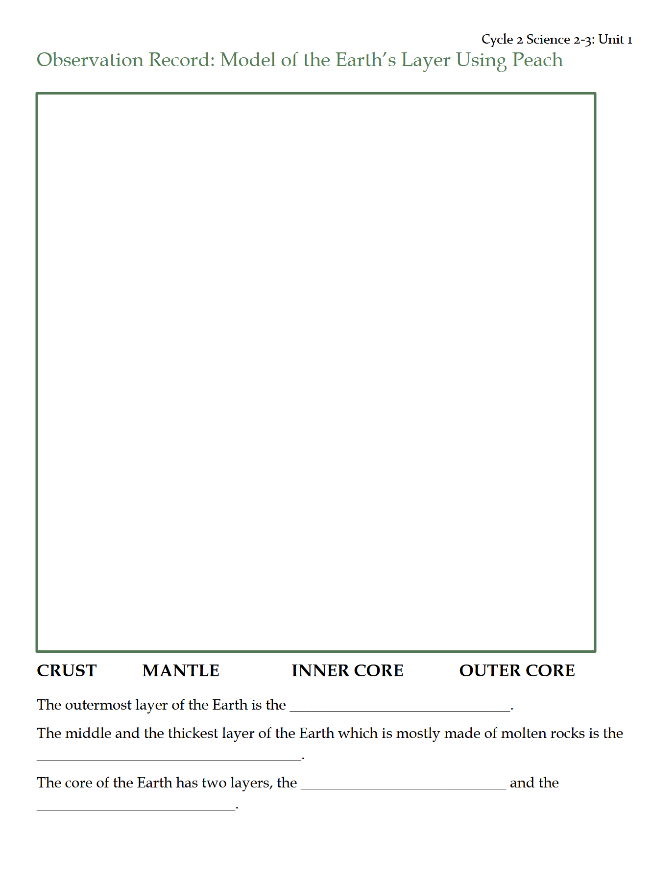 Science 2-3: Earth Science: Schola Rosa Cycle 2