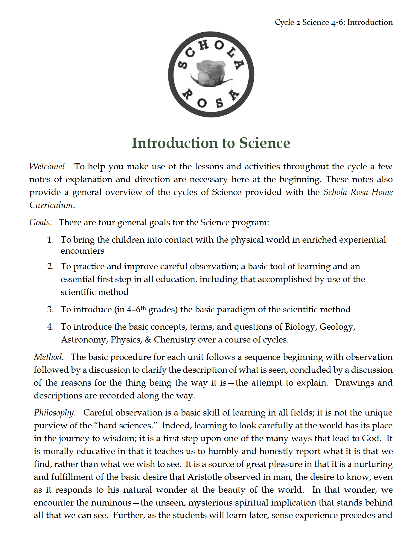Science 4-6: Earth Science: Schola Rosa Cycle 2