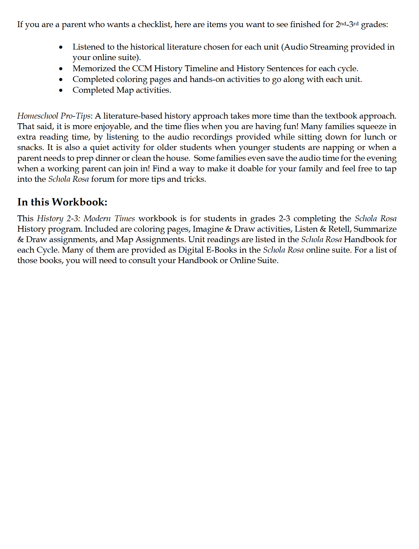History 2-3: Modern Times - Schola Rosa Cycle 3