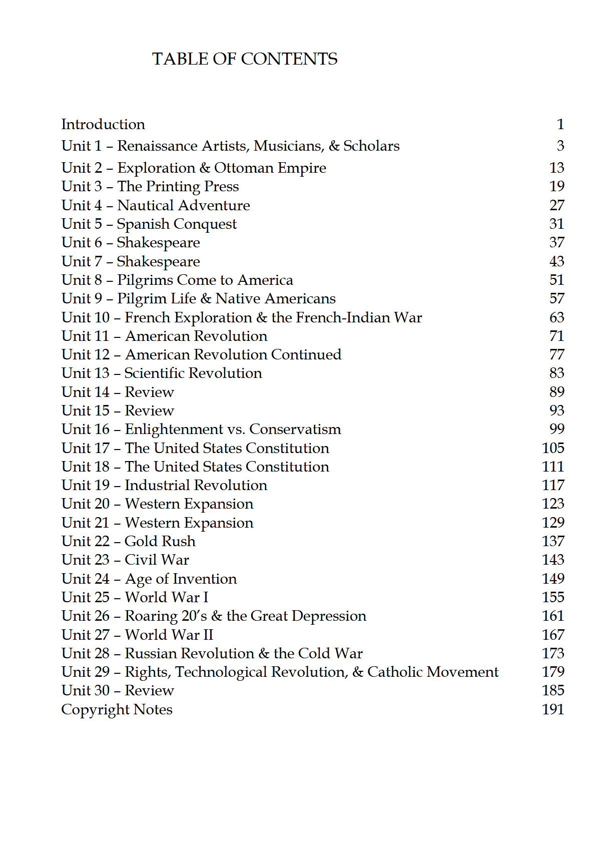 History 2-3: Modern Times - Schola Rosa Cycle 3