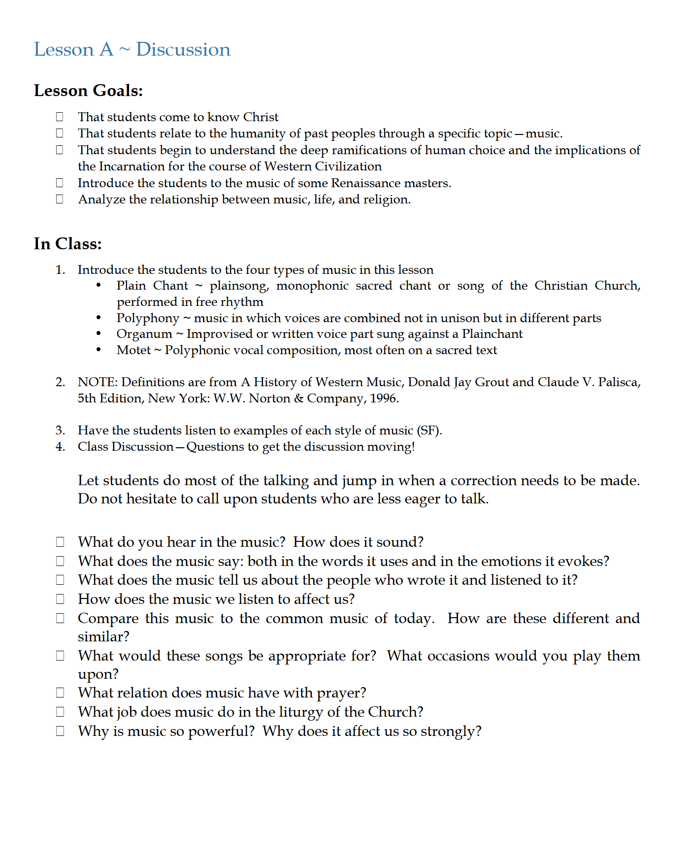 History 4-6: Modern Times: Schola Rosa Cycle 3