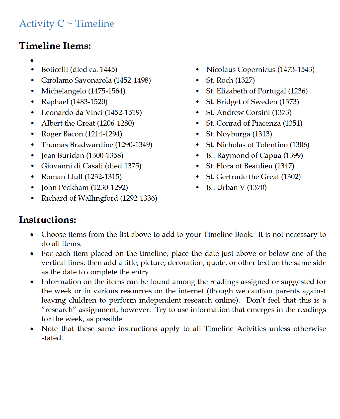 History 4-6: Modern Times: Schola Rosa Cycle 3