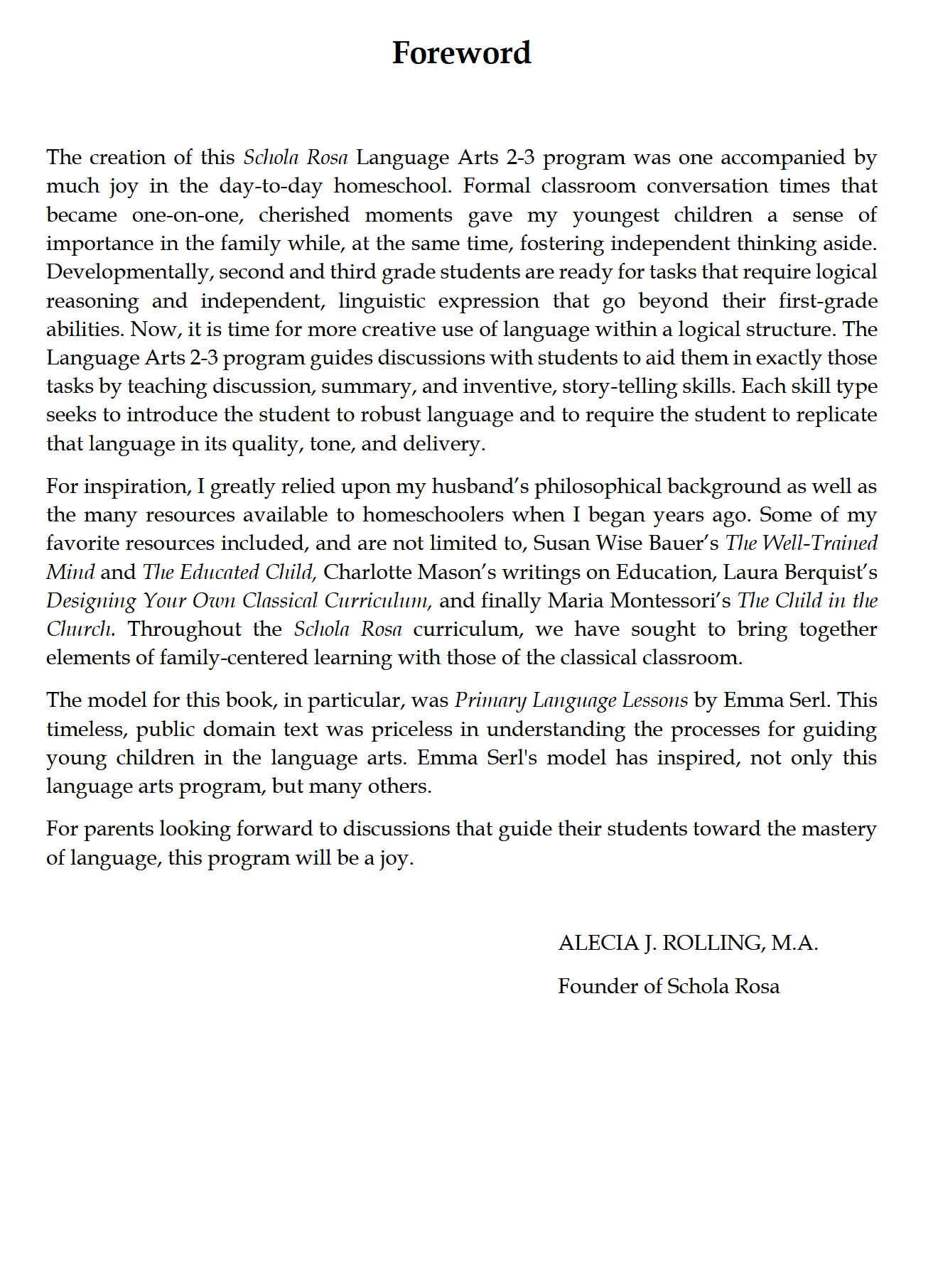 Language Arts 2-3: Schola Rosa Cycle 3