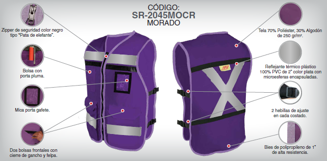 CHALECO RESCATISTA MORADO JYRSA T/MEDIANO