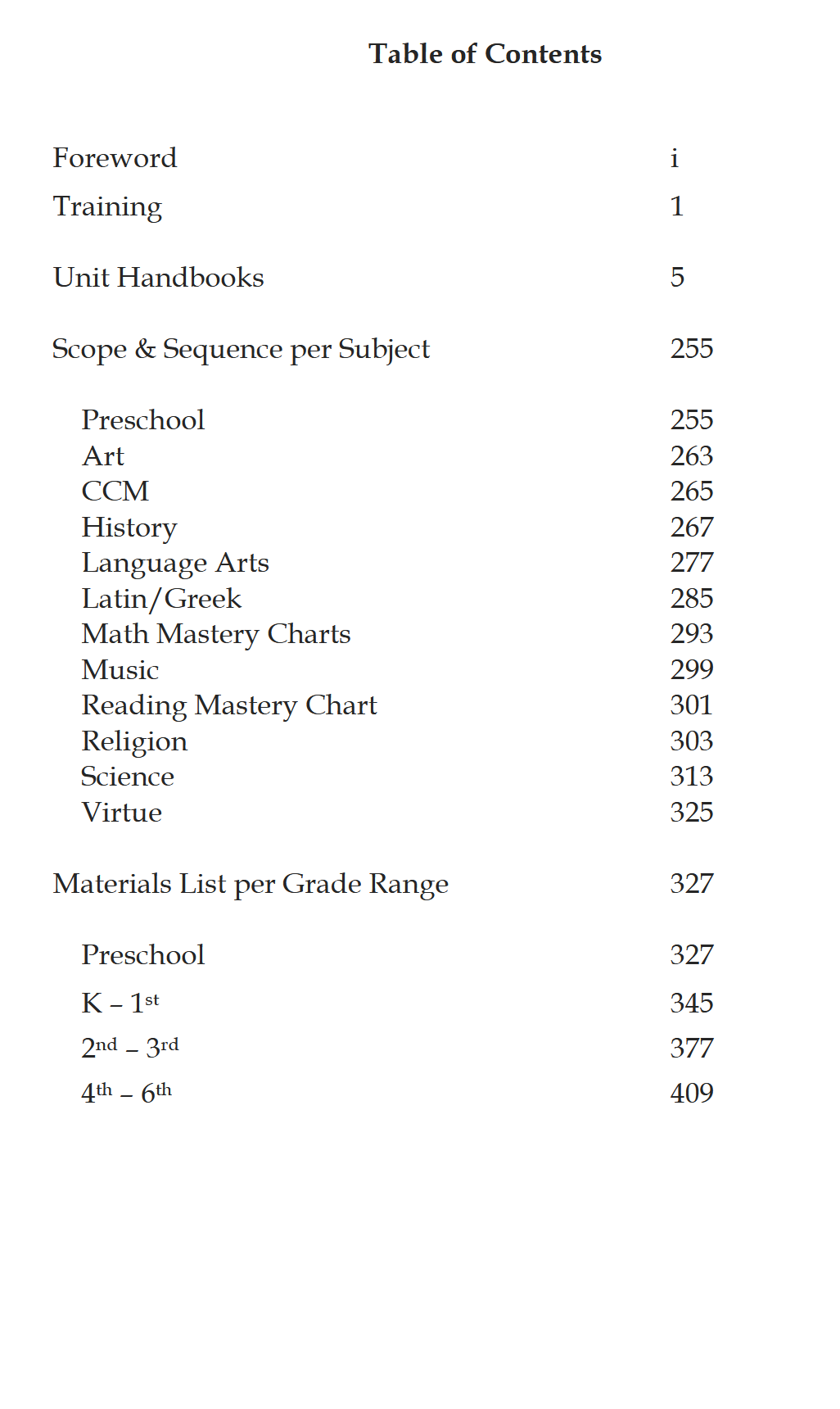 Schola Rosa Handbook (K-6th): Cycle 1