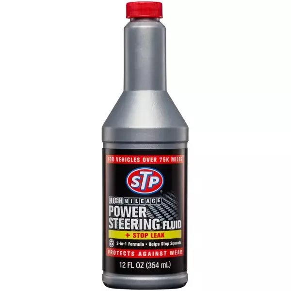 STP HIGH MILEAGE POWER STEERING FLUID + STOP LEAK