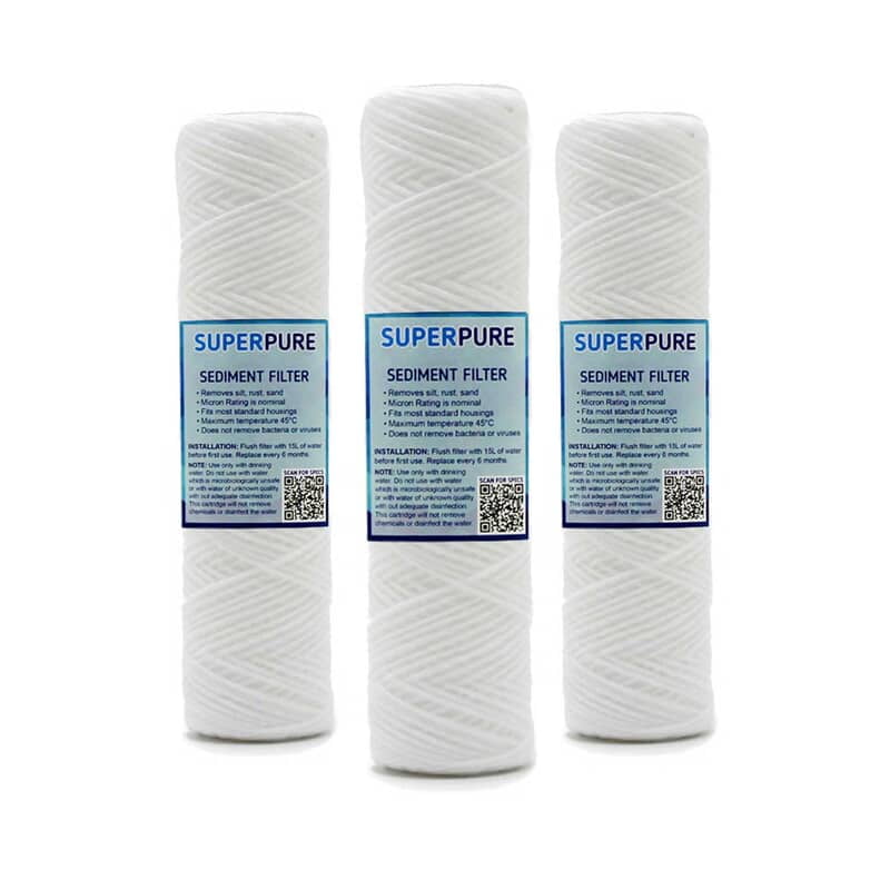 10 inch String Wound Sediment Filter - 5 Micron (3 Pack) 10 inch String Wound Sediment Filter - 5 Micron (3 Pack)