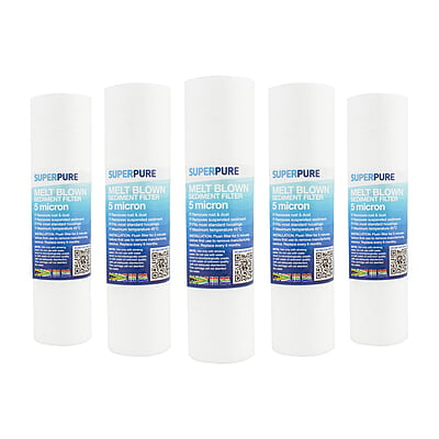 SUPERPURE 10 inch Melt Blown Sediment Filter - 5 Micron (5 Pack) SUPERPURE 10 inch Melt Blown Sediment Filter - 5 Micron (5 Pack)