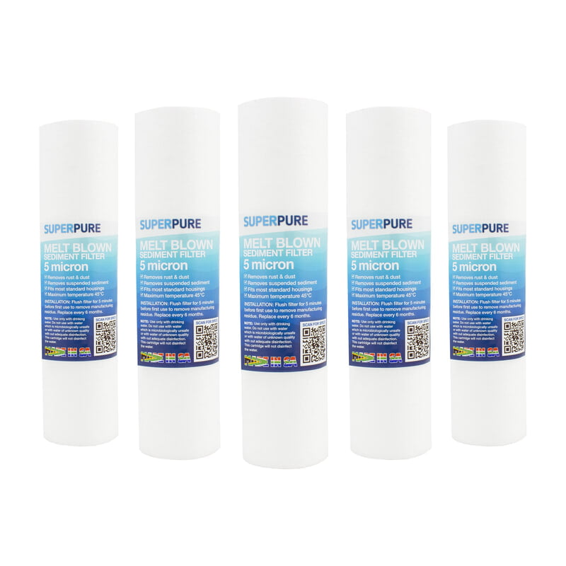 SUPERPURE 10 inch Melt Blown Sediment Filter - 5 Micron (5 Pack) SUPERPURE 10 inch Melt Blown Sediment Filter - 5 Micron (5 Pack)