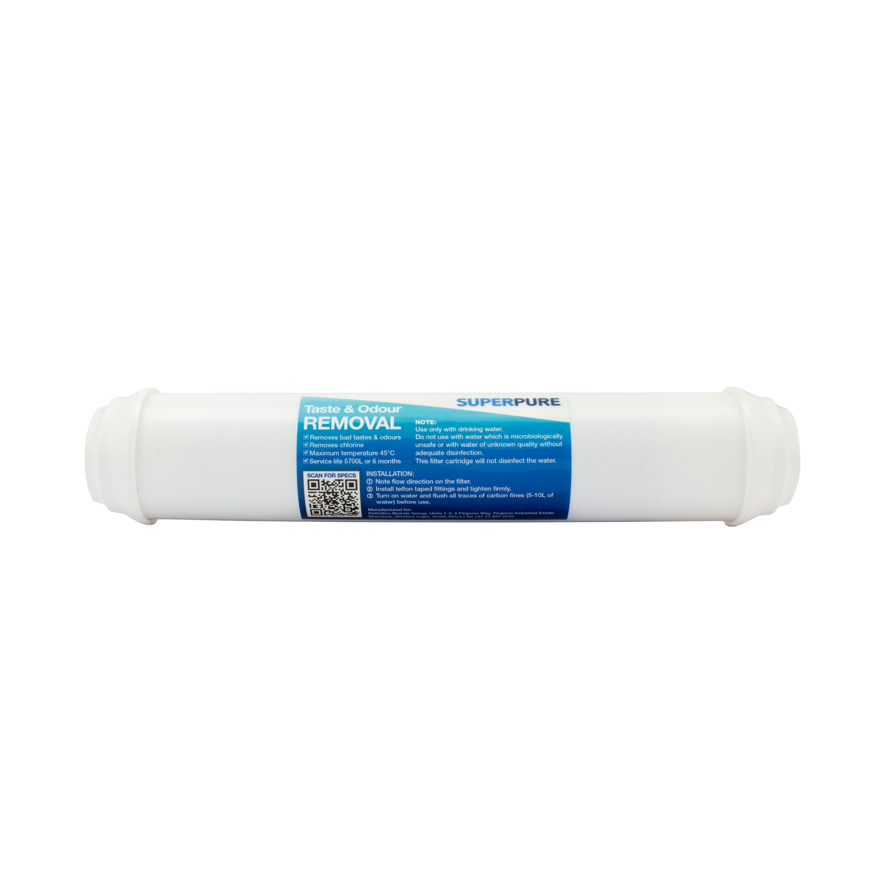 SUPERPURE Inline Taste & Odour Water Filter Replacement Cartridge SUPERPURE Inline Taste & Odour Water Filter Replacement Cartridge