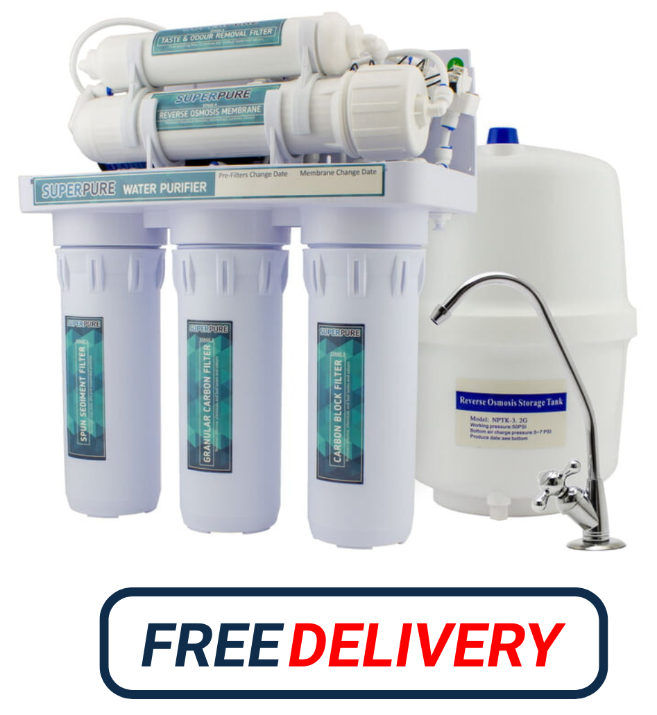 SUPERPURE 50GPD Reverse Osmosis Filtration System - With Booster Pump