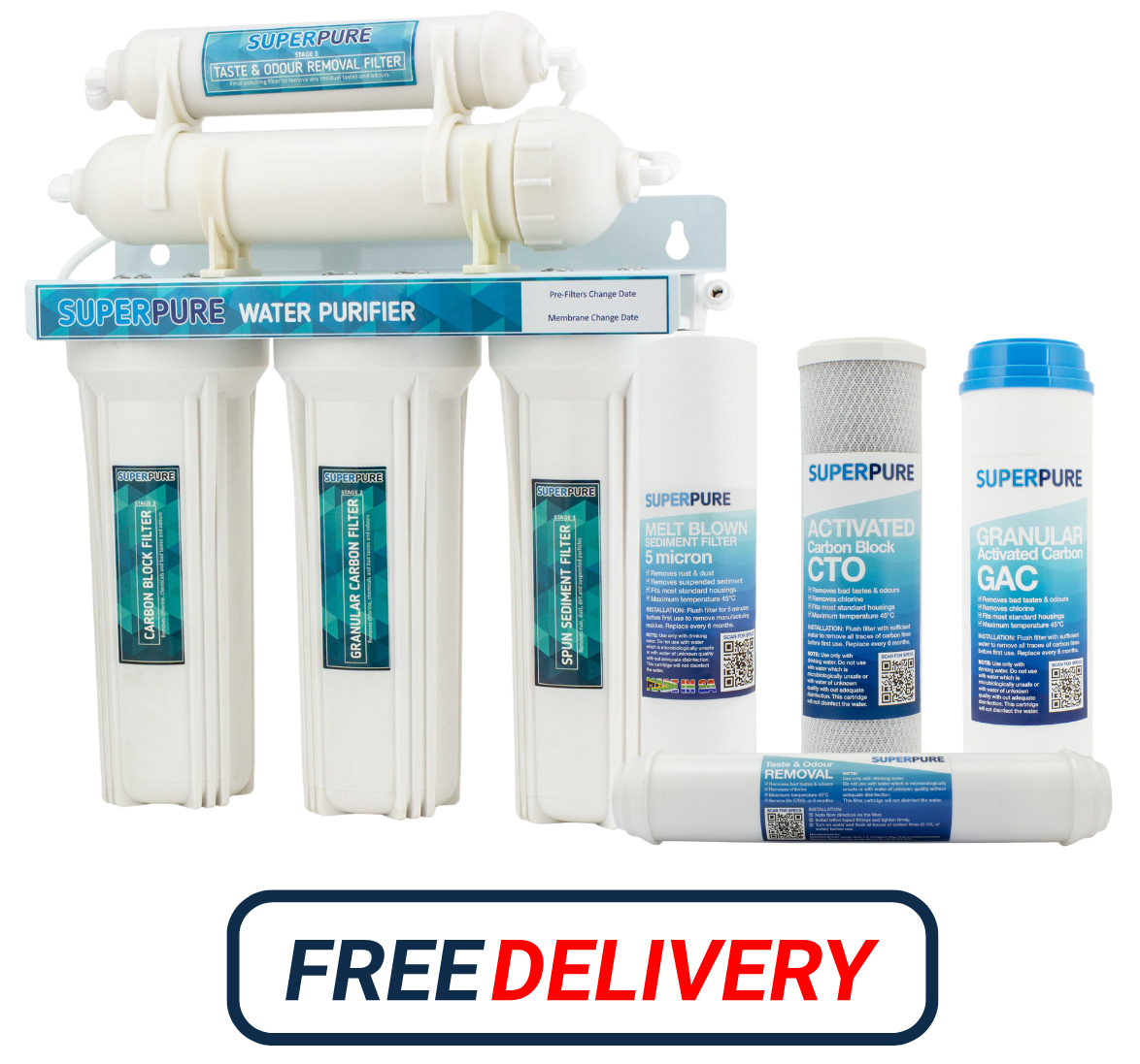 SUPERPURE 5-Stage UF Ultra Filter System with Additional Replacement Pre-Filter Set