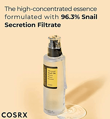 COSRX Snail Mucin 96% Power Repairing Essence 3.38 fl.oz, 100ml, Hydrating Serum for Face with Snail Secretion Filtrate for Dark Spots and Fine Lines, Korean Skincare COSRX Snail Mucin 96% Power Repairing Essence 3.38 fl.oz, 100ml, Hydrating Serum for Face with Snail Secretion Filtrate for Dark Spots and Fine Lines, Korean Skincare