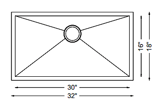 Large Single Bowl - 18g, HZ Series, Zero Radius Large Single Bowl - 18g, HZ Series, Zero Radius