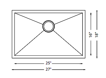 Large Single Bowl -18g HZ Series, Zero Radius, 27" Large Single Bowl -18g HZ Series, Zero Radius, 27"