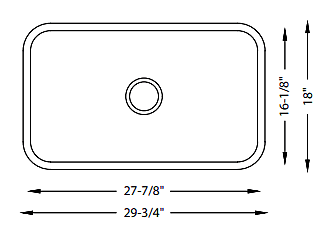 Large Single Bowl - H Series, 16g, 30" Large Single Bowl - H Series, 16g, 30"