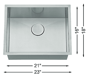 Medium Single Bowl - 18g HZR Series, ADA Sink, 438713 Medium Single Bowl - 18g HZR Series, ADA Sink, 438713