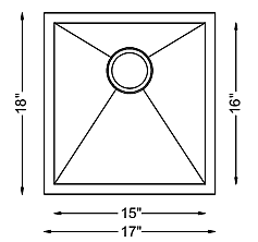 Single Bar Bowl - 16g HZR Series, Zero Radius - 195627 Single Bar Bowl - 16g HZR Series, Zero Radius - 195627