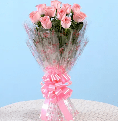 10 Charming Pink Roses Bouquet