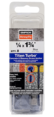 Simpson Strong-Tie Mechanical Anchors 25 TUB Titen Turbo FLAT Simpson Strong-Tie Mechanical Anchors 25 TUB Titen Turbo FLAT
