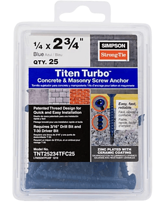 Simpson Strong-Tie Mechanical Anchors 25 TUB Titen Turbo FLAT Simpson Strong-Tie Mechanical Anchors 25 TUB Titen Turbo FLAT