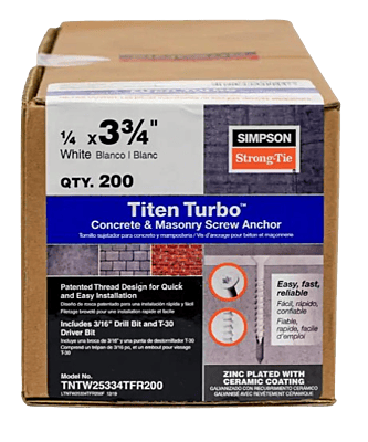 Simpson Strong-Tie Mechanical Anchors 200 Box Titen Turbo FLAT Simpson Strong-Tie Mechanical Anchors 200 Box Titen Turbo FLAT