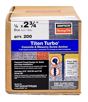 Simpson Strong-Tie Mechanical Anchors 200 Box Titen Turbo FLAT Simpson Strong-Tie Mechanical Anchors 200 Box Titen Turbo FLAT