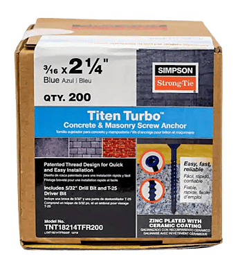 Simpson Strong-Tie Mechanical Anchors 200 Box Titen Turbo FLAT Simpson Strong-Tie Mechanical Anchors 200 Box Titen Turbo FLAT