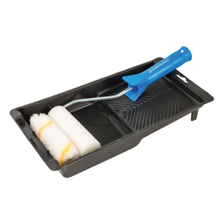 4 Inch Paint Roller Set C/W Frame, Tray and 2 Sleeves 4 Inch Paint Roller Set C/W Frame, Tray and 2 Sleeves