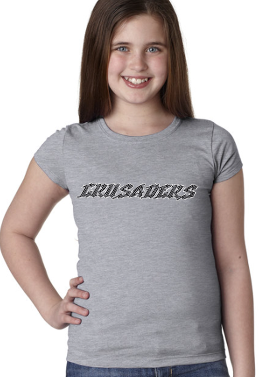 Crusaders YOUTH Princess Cut Rhinestone Tee Crusaders YOUTH Princess Cut Rhinestone Tee