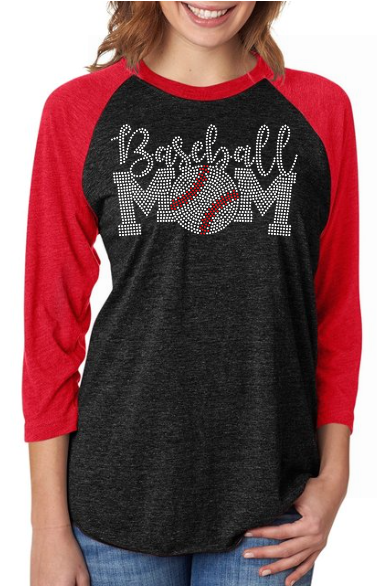 Baseball Mom Rhinestone Raglan Tee