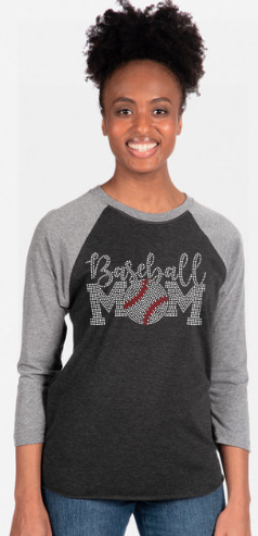 Baseball Mom Rhinestone Raglan Tee