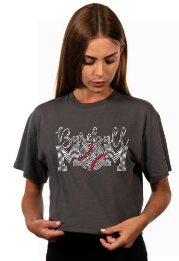 Baseball Mom Rhinestone Crop Tee Baseball Mom Rhinestone Crop Tee