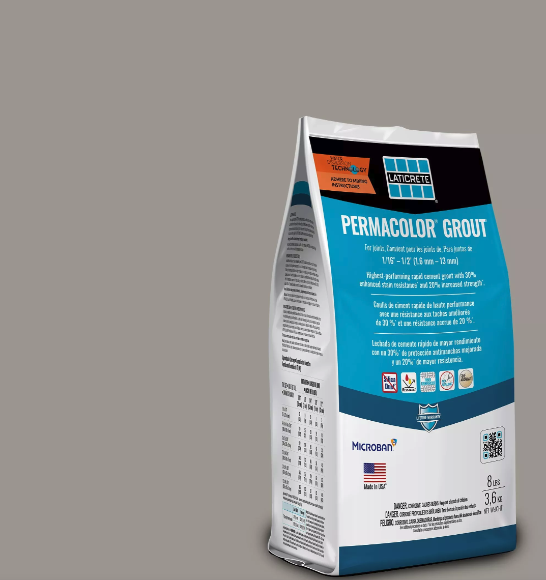 LATICRETE - PERMACOLOR GROUT STORMY GREY 87 - 8LB LATICRETE - PERMACOLOR GROUT STORMY GREY 87 - 8LB