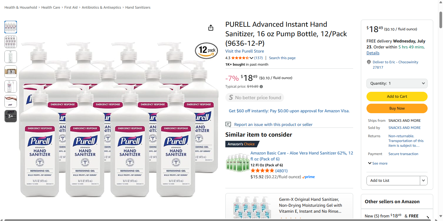 (04) Purell 16oz Pump Sanitizer - 576 Bottles Pallet - 70% Alcohol - Retail $9 | $0.75 Each your price (04) Purell 16oz Pump Sanitizer - 576 Bottles Pallet - 70% Alcohol - Retail $9 | $0.75 Each your price