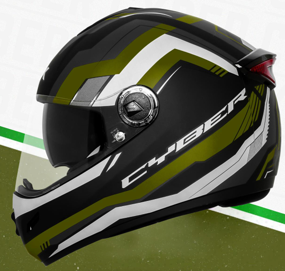 STEELBIRD SBH-34 ROX ISS RF CYBER MATT BLACK/BATTLE GREEN C/V 580 MM (M)