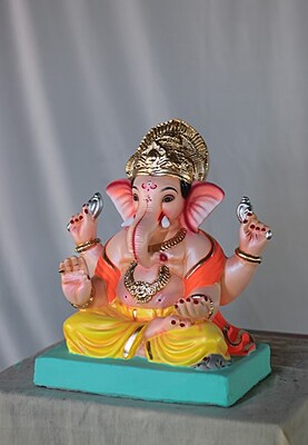 Aasanmandi Ganpati | Shadu Mati Ganpati | 12 Inches Height | MSKK-0073-SHA-12-AASAN-PSKK-DNOA