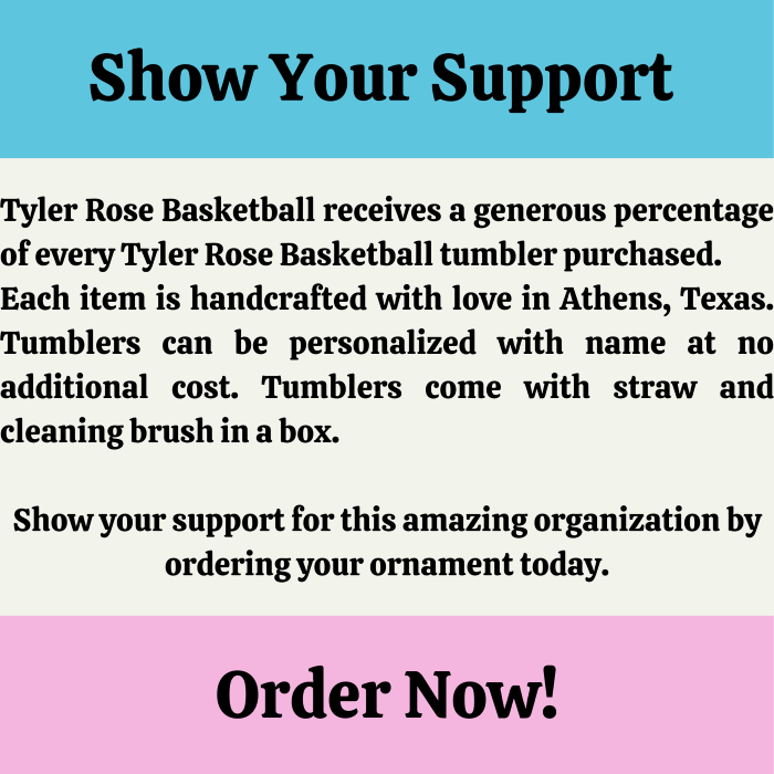 Custom Skinny Tumbler – Tyler Rose Special Olympics Basketball Fundraise 20 oz made in Athens TX