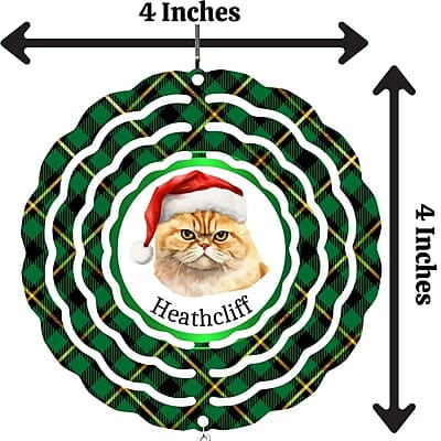 Breeds Starting with E - H Cat in Santa Hat Personalized 4" Wind Spinner Christmas Ornament Pet Gift Breeds Starting with E - H Cat in Santa Hat Personalized 4" Wind Spinner Christmas Ornament Pet Gift