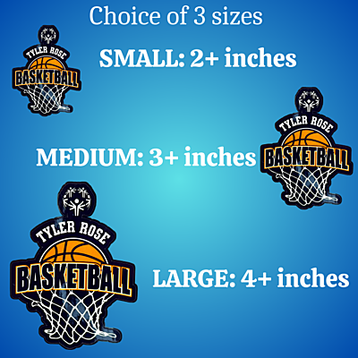 Custom Vinyl Waterproof Stickers – Tyler Rose Special Olympics Basketball Fundraiser Size Info