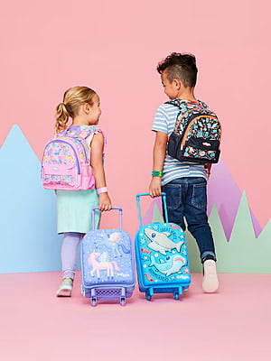 Smiggle Up & Down Teeny Tiny Hardtop Trolley Bag - Mid Blue