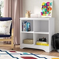 Compact Kids Bookshelf with 4 Open Cubbies – White Wooden Storage Shelf for Toys & Books Compact Kids Bookshelf with 4 Open Cubbies – White Wooden Storage Shelf for Toys & Books