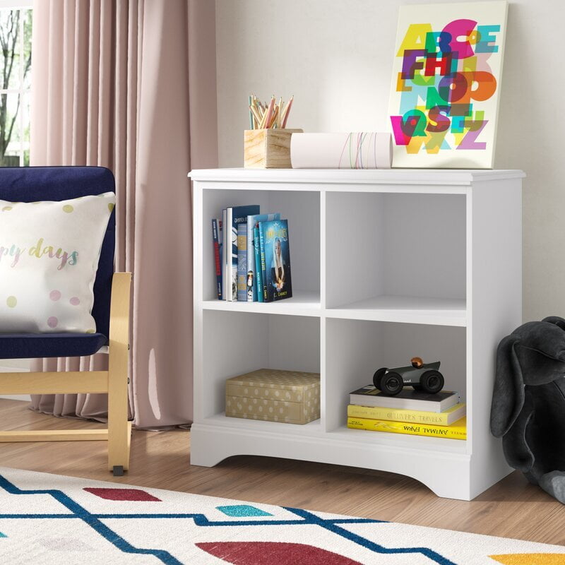 Compact Kids Bookshelf with 4 Open Cubbies – White Wooden Storage Shelf for Toys & Books Compact Kids Bookshelf with 4 Open Cubbies – White Wooden Storage Shelf for Toys & Books