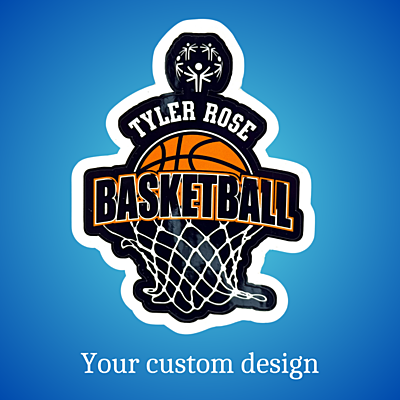 Custom Vinyl Waterproof Stickers – Tyler Rose Special Olympics Basketball Fundraiser Front view