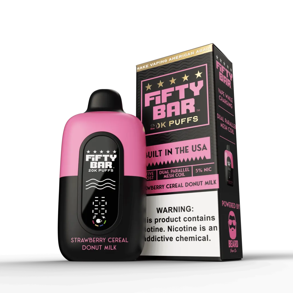Fifty Bar Built in USA 20k puffs 5ct - Strawberry Cereal Donut Milk