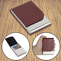 Stylish Brown Leather-Textured Cardholder