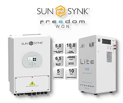 5.0 kW SUNSYNK Hybrid - FREEDOM WON Combo, c/w 10.0 kWh Lithium Battery 5.0 kW SUNSYNK Hybrid - FREEDOM WON Combo, c/w 10.0 kWh Lithium Battery