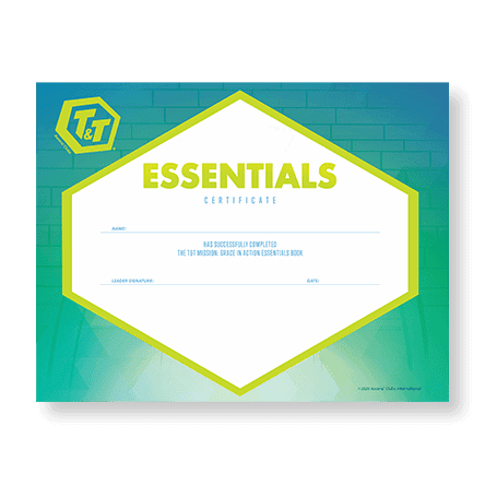 T&T Mission: Grace in Action Essentials Certificate (10 Pack)