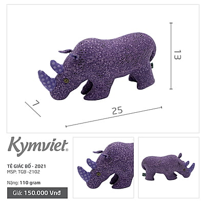 Đồ Chơi Nhồi Bông Hình Tê Giác Bố Kymviet 100% Handmade Cotton [TGB-2102]